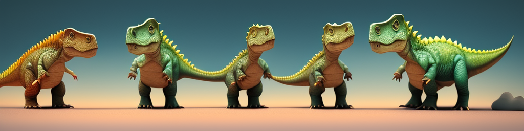 A bad AI generated image of a group of dinosaurs, three of them are joined together in a peculiar manner and would be better off with a reduced amount of coupling.