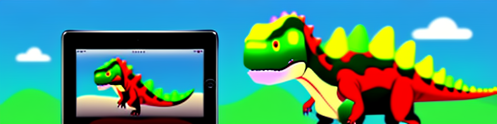 A bad AI generated image of a dinosaur playing Jurassic Idlevolution... kind of.
