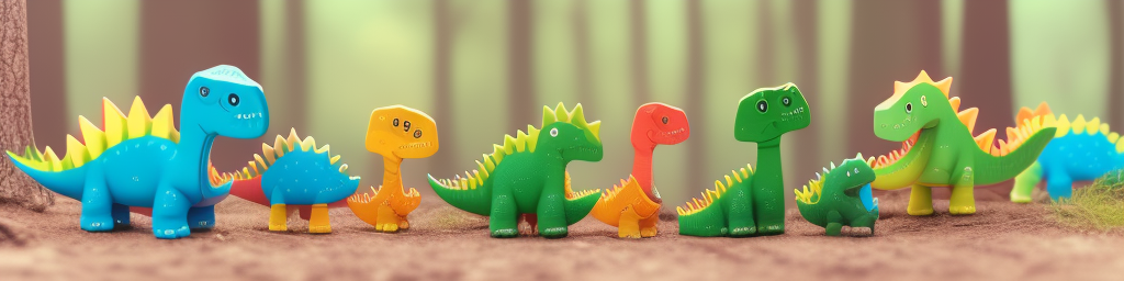 A bad AI generated image of a group of colourful dinosaurs just chilling in the forest for some reason.